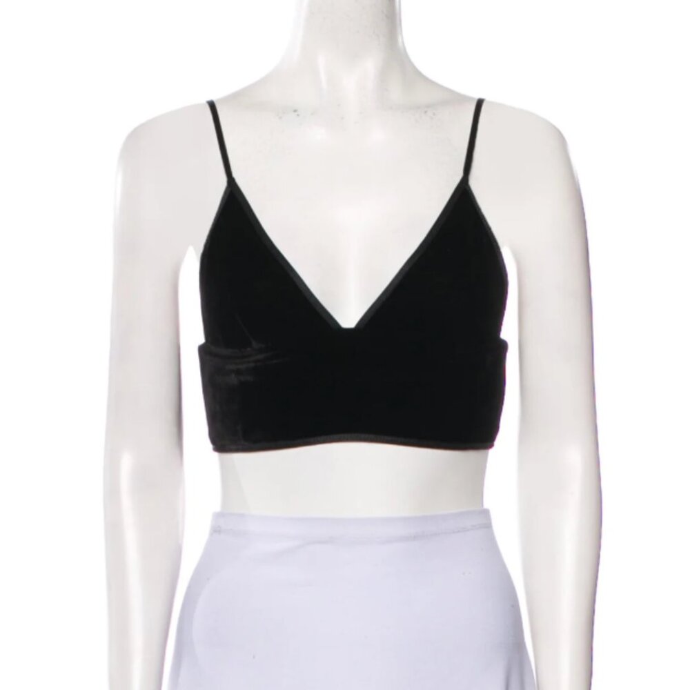 Alexander Wang V-Neck Spaghetti Strap Crop Top, Size Small